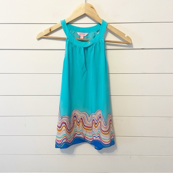 Lily Pulitzer | Rohan 100% Silk Tank Top in Shorely Blue Size Small - Picture 2 of 9